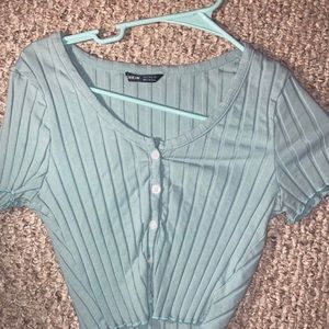 Mint button up blouse